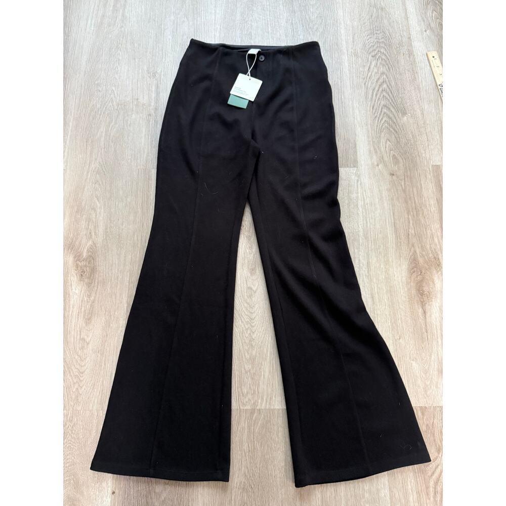 Halara Black Wide Leg Pants, Leggings, Textured, Size Medium NWT